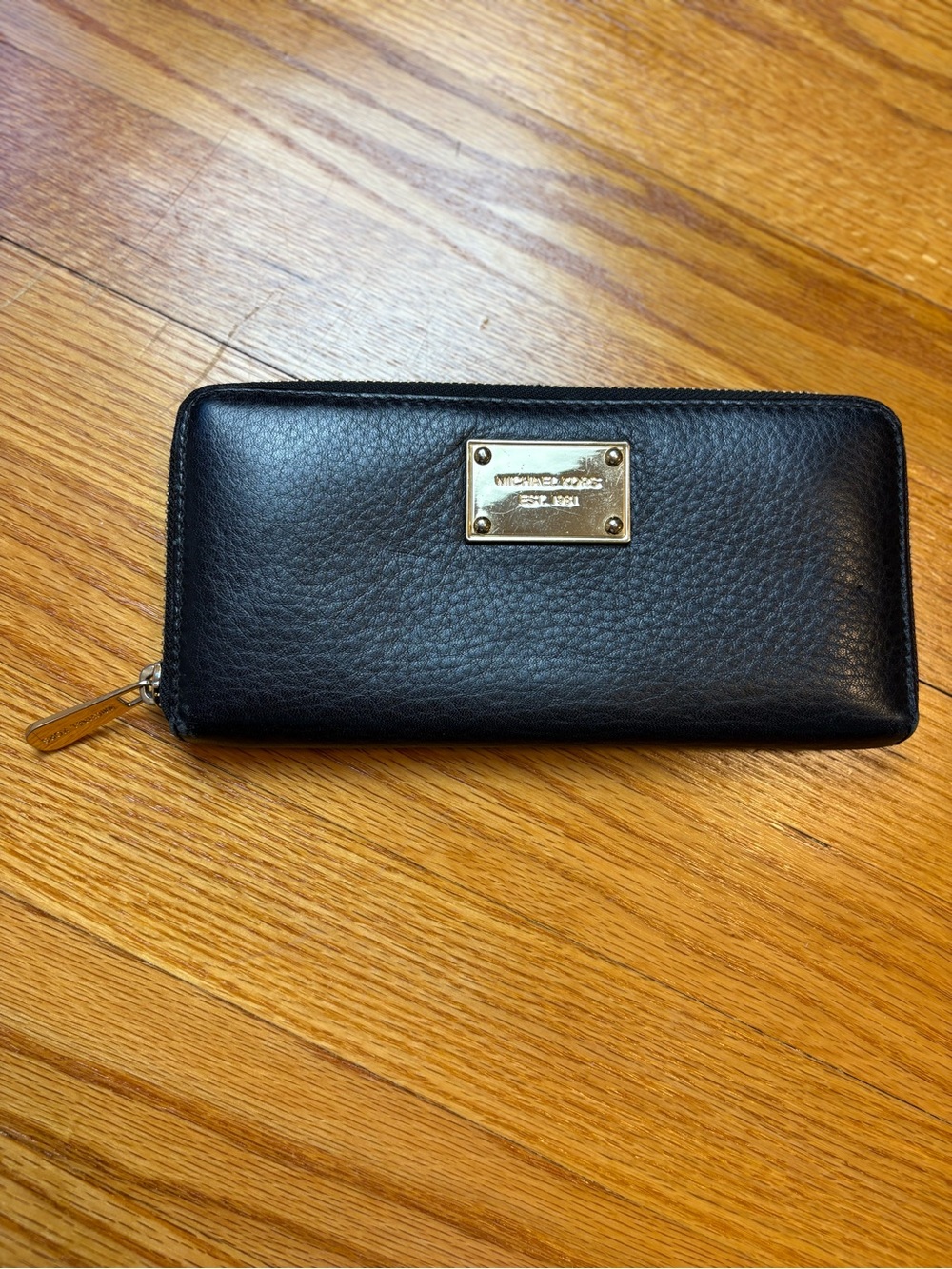 Michael Kors Black Leather Continental Zip Wallet